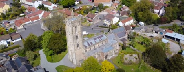 St Andrews church, Cheddar from above
