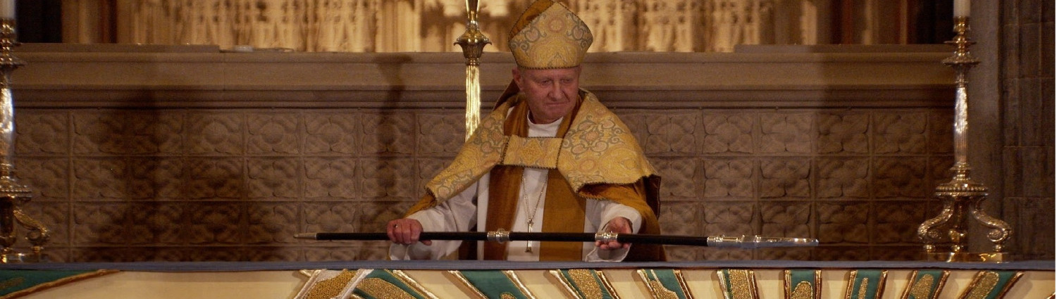 Bishop Peter lays down his crozier