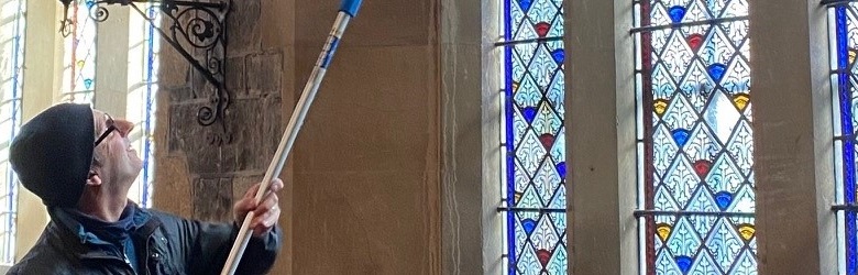Cleaning church windows