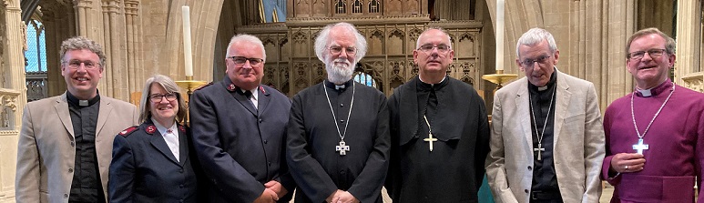 Bishop Rowan Williams and guests at Wells Cathedral.