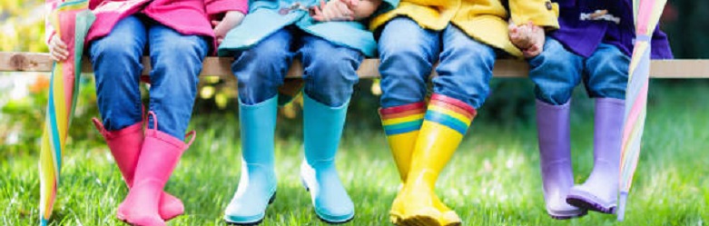 Children with colourful wellies