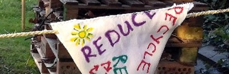 Reduce reuse recycle bunting and bug hotel St James Taunton