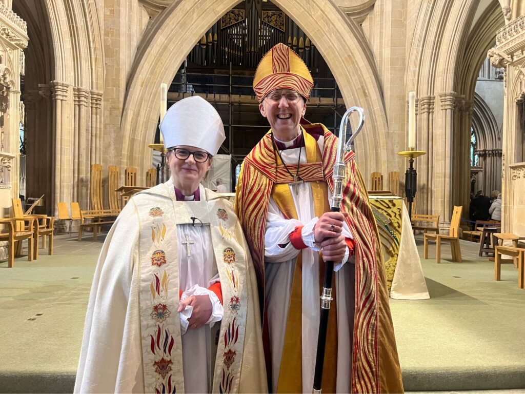 Bishop Fiona and Bishop Michael in Wells Cathedral